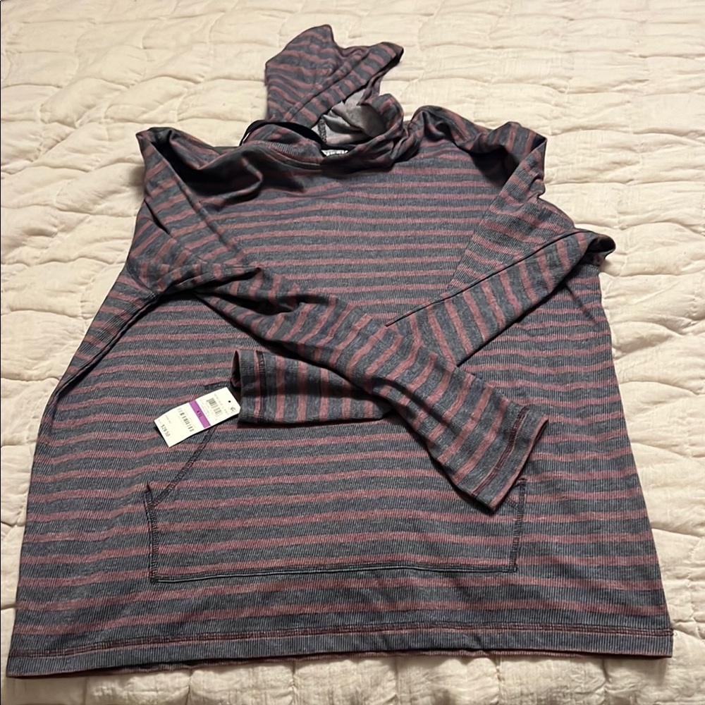 Striped Hooded Long Sleeve Top